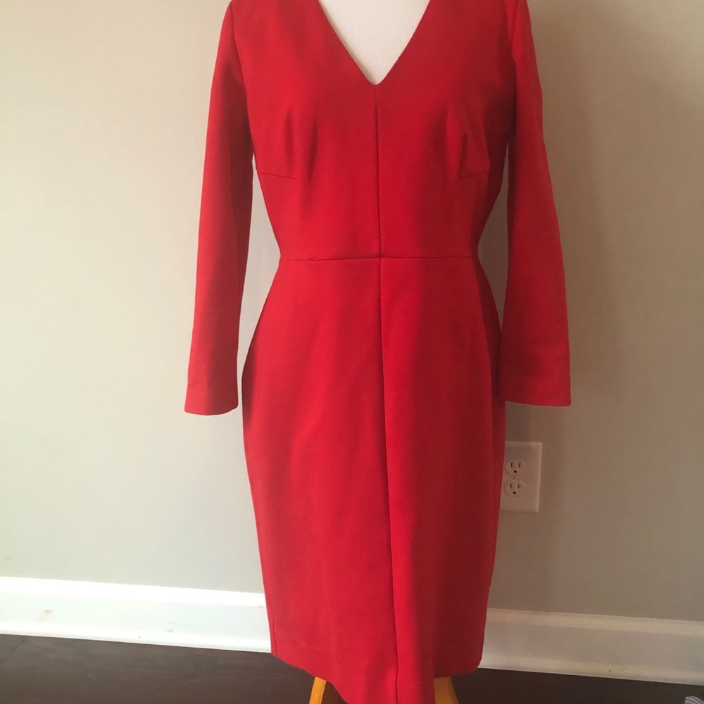 Jcrew red suiting dress
